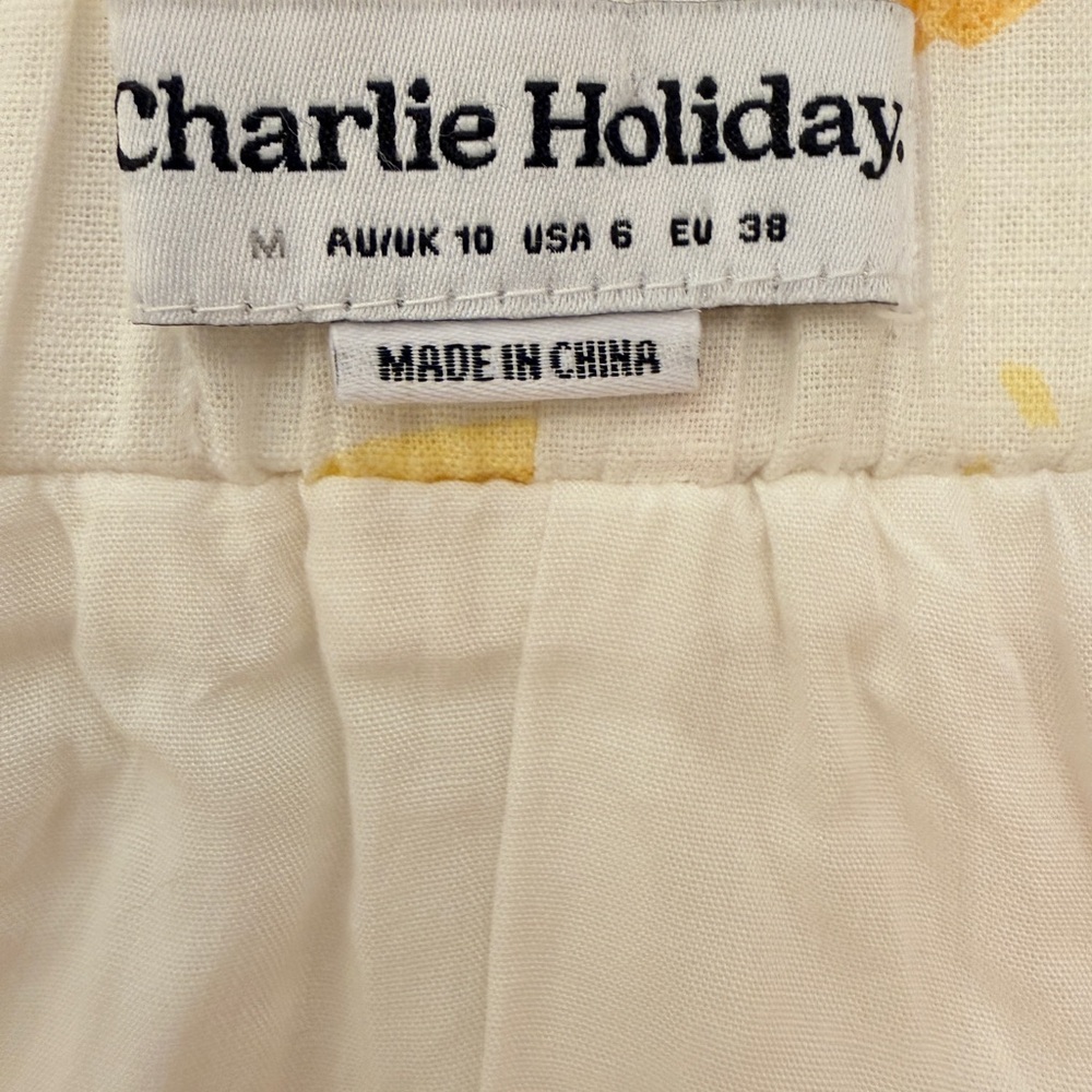Charlie Holiday Fruit Print Tiered Maxi Skirt M Linen Blend plus J. Crew Tee - Picture 4 of 13